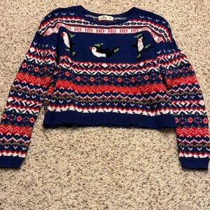 Vintage Hollister Blue and Red Penguin Sweater